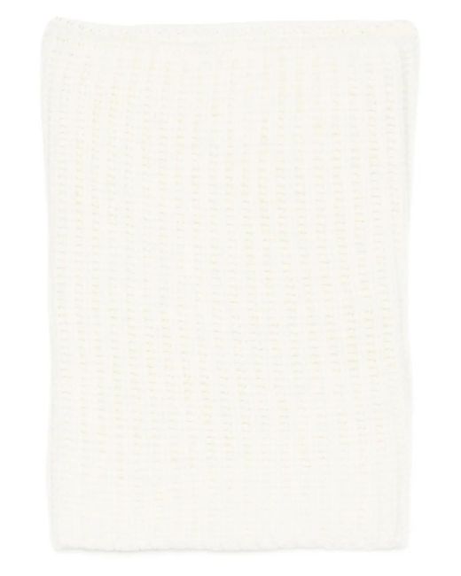Ma'ry'ya Natural Ribbed-Knit Scarf