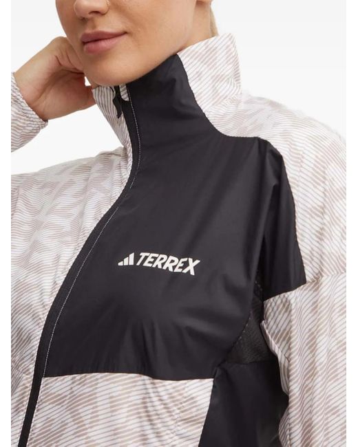Adidas White Patterned Panelled Jacket