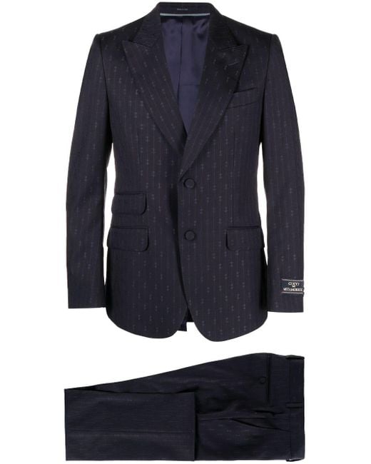 Gucci Blue GG Monogram Single-breasted Suit for men
