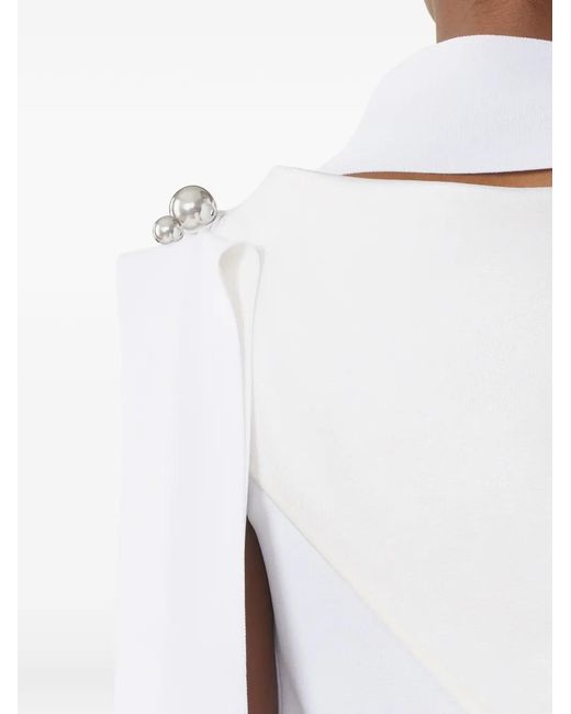 Lanvin White Sleeveless Button-Embellished Blouse