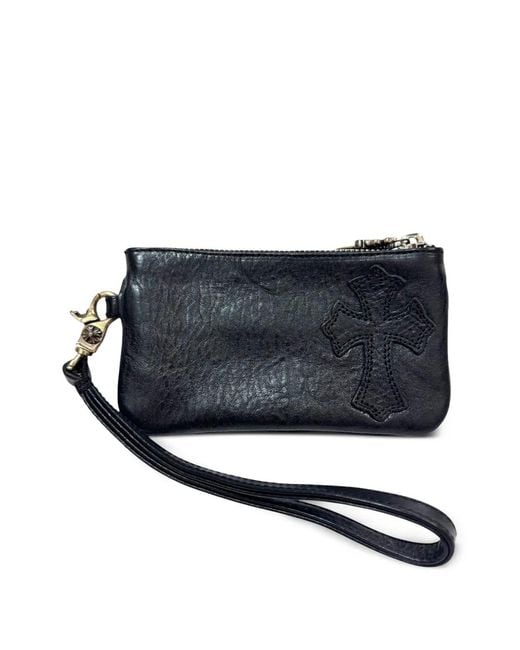 Chrome Hearts Blue Cross-Patch Leather Wallet for men