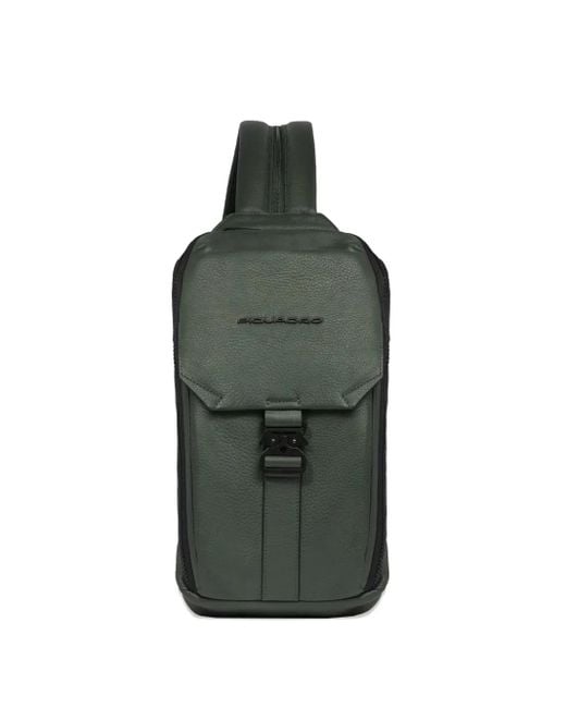 Piquadro Green Buckle-Fastening Leather Sling Bag