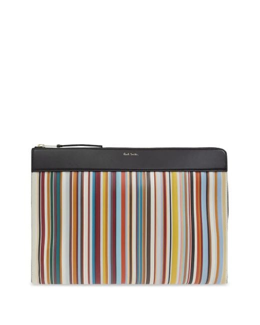 Bolso de mano a rayas Paul Smith de hombre de color White