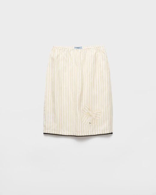 Prada White Striped Skirt With Appliqué