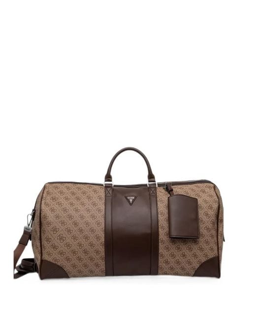 Guess Brown Weekender Milano Logo-Print Holdall for men