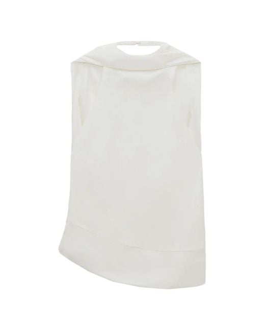 Jonathan Simkhai White Samira Draped Asymmetric Blouse