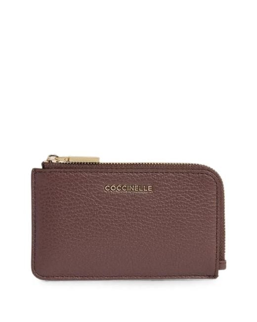 Coccinelle Purple Metallic Logo-Print Card Holder