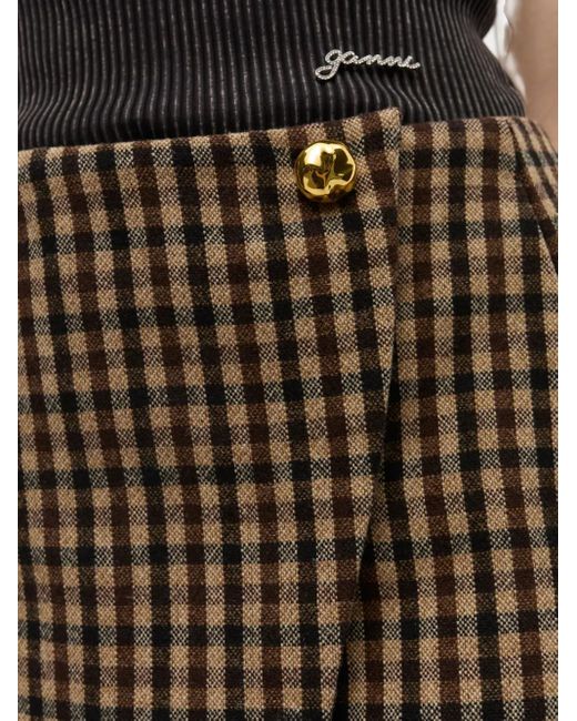 Ganni Natural Checked Mini Skirt
