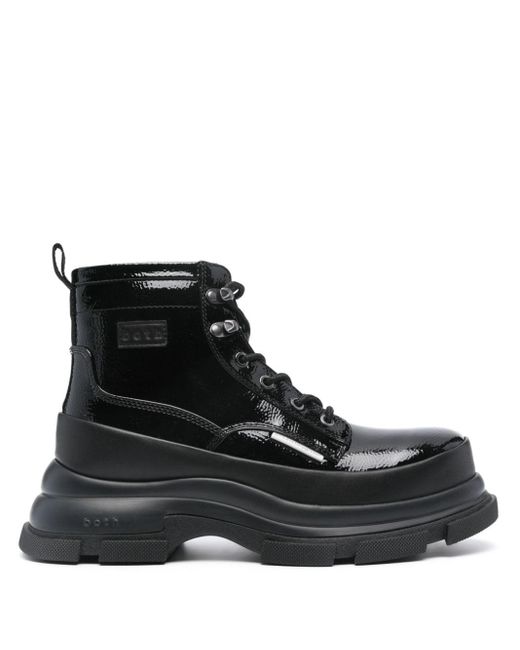 BOTH Paris Black Logo-patch Leather Boots