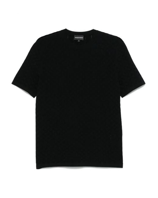 Emporio Armani Black Geometric-Pattern T-Shirt for men