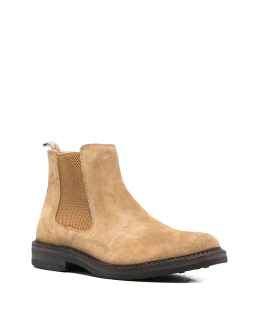 Astorflex Brown Elastic-Panel Suede Chelsea Boots for men