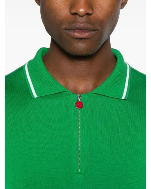 Kiton Green Striped-Edge Cotton Polo Shirt for men