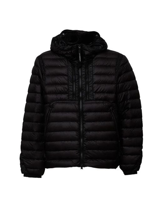 C P Company Black D.D. Shell Down Jacket With Hood And Matte Finish Google for men