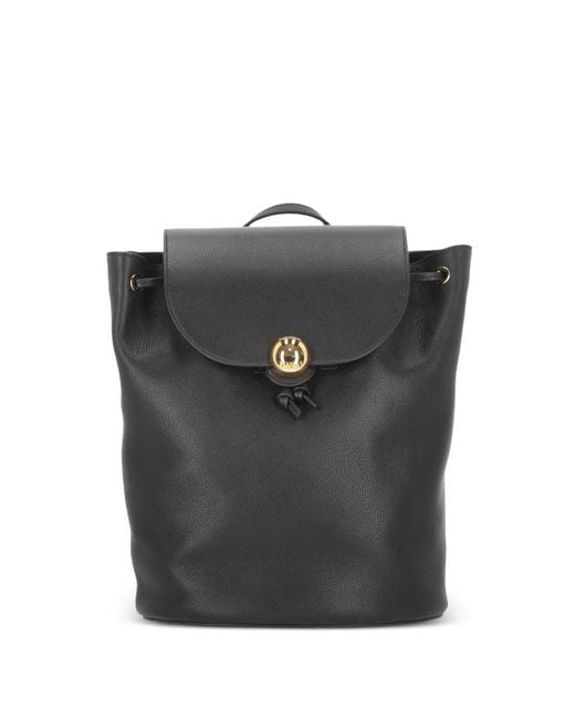 Furla Black Grainy Leather Backpack