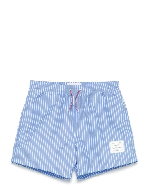 Thom Browne Blue Pinstriped Swim Shorts for men