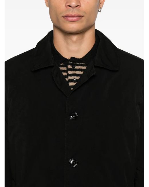 Aspesi Black Spread-Collar Single-Breasted Coat for men