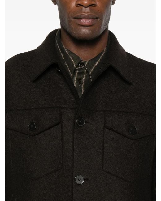 Harris Wharf London Black Buttoned Chest-Pocket Jacket for men