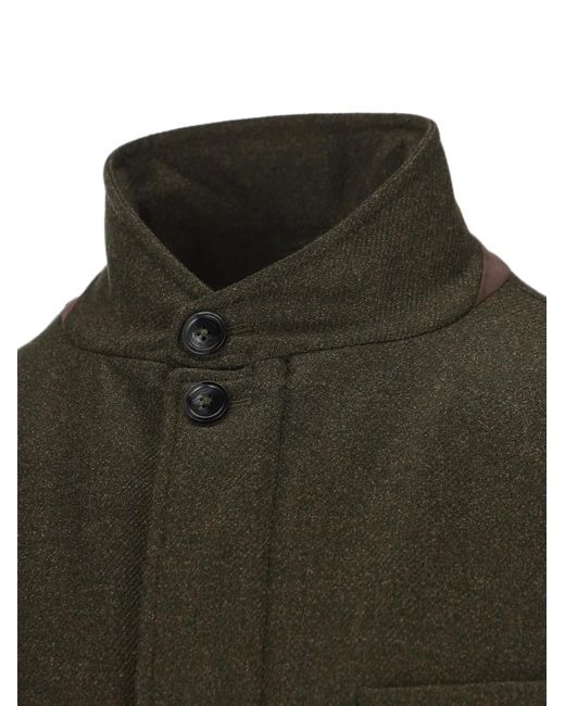Herno Green Button-Up High-Neck Jacket for men