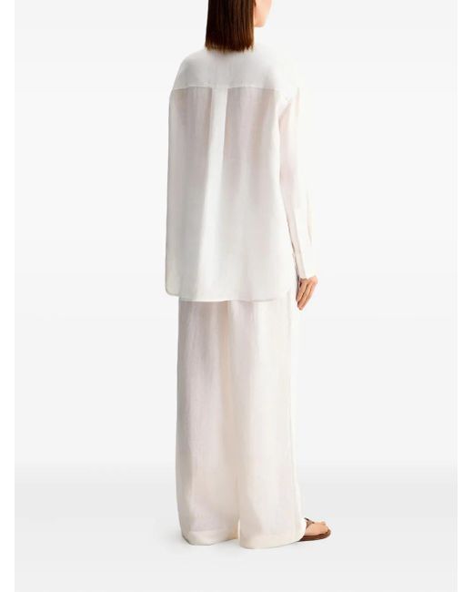12 STOREEZ White Drawstring Linen Trousers