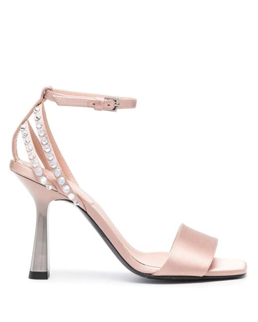 Alberta Ferretti Pink 90Mm Crystal-Embellished Sandals