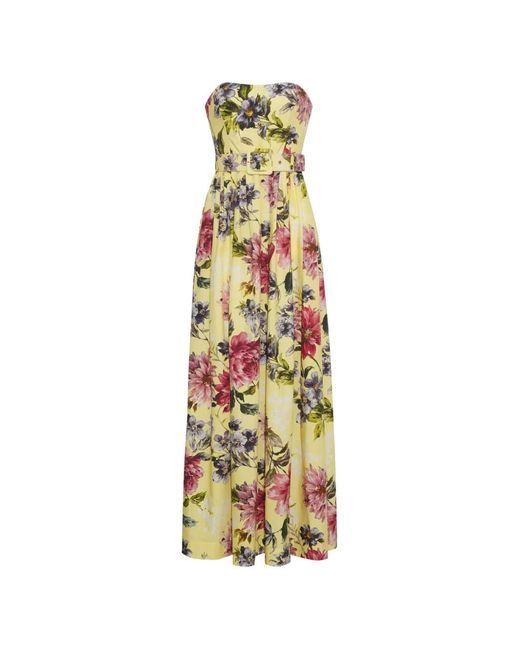 Cara Cara Metallic Greenfield Belted Floral-Pirint Gown