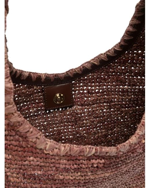 Staud Brown Large Moon Raffia Shoulder Bag
