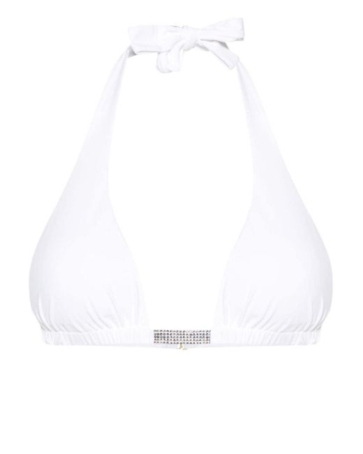 Fisico White Crystal-embellished Bikini Top