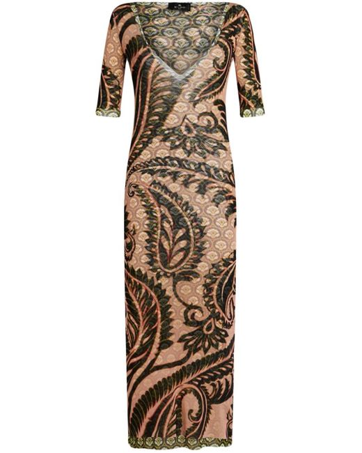 Etro Maxi-jurk Met Paisley-print in het Natural