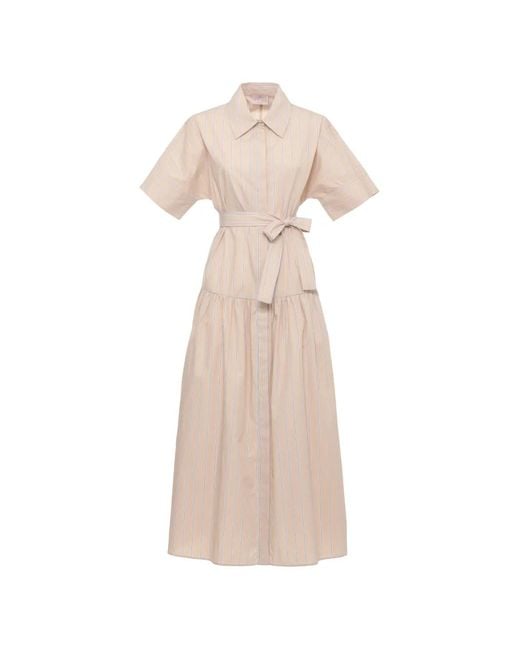 Emme Natural Fauna Striped Belted Midi Dress