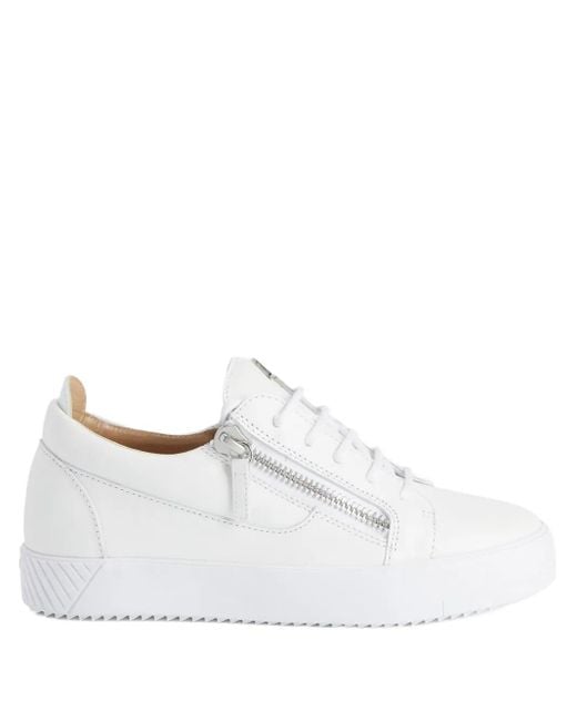 Giuseppe Zanotti White Gail Lace-Up Zip-Detail Sneakers