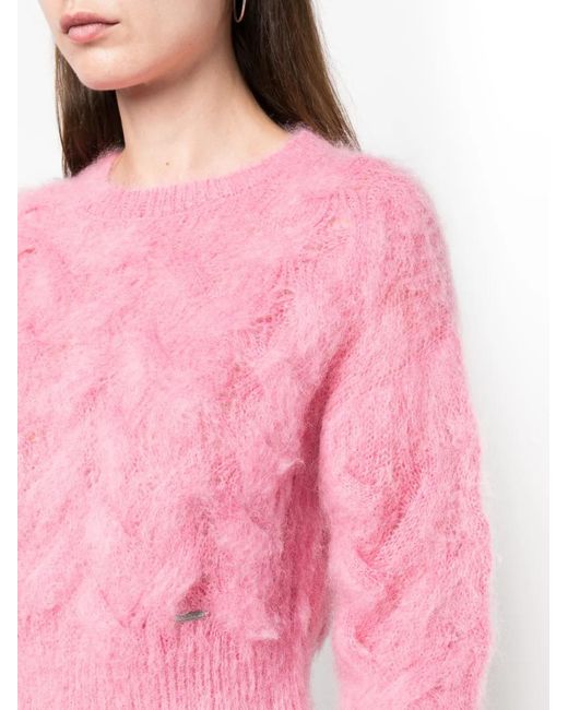 DSquared² Pink Brushed Mohair-Blend Jumper