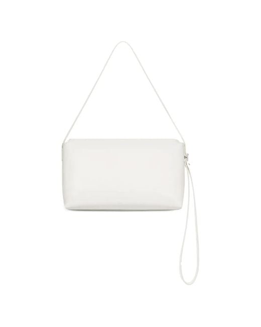 Courreges White Logo-Plaque Leather Shoulder Bag