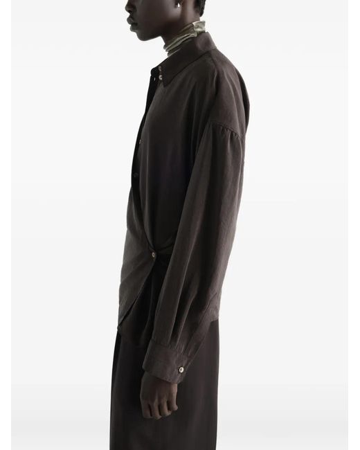 Lemaire Gray Straight Collar Twisted Shirt