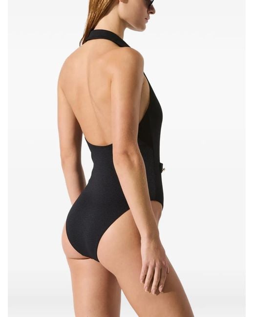 Karl Lagerfeld Blue Collar Detail Swimsuit