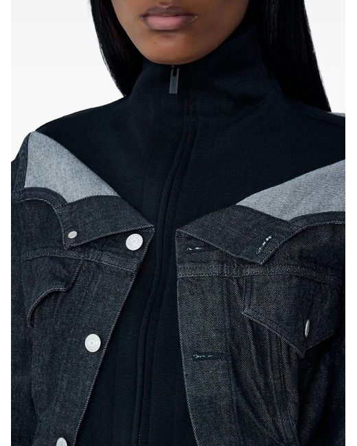 Yohji Yamamoto Blue Contrast-Panel Denim Jacket