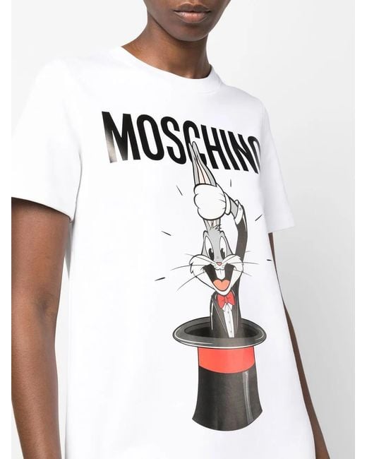 Moschino White Bugs Bunny Print Dress