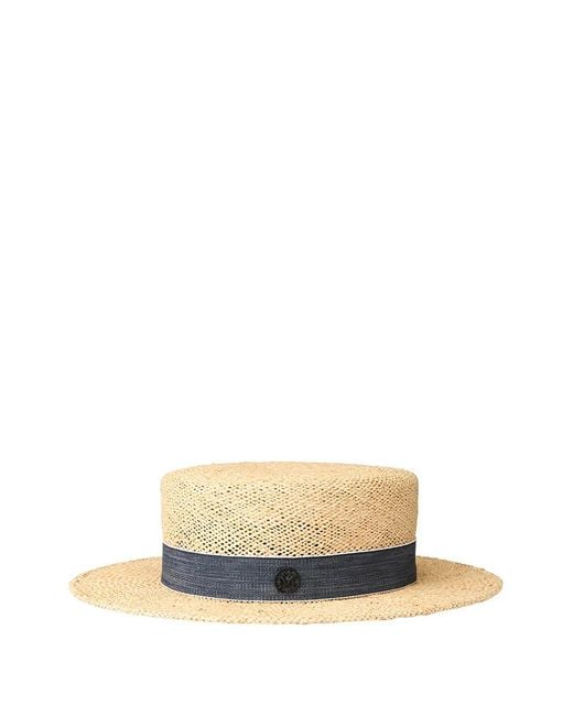 Maison Michel White Kiki Emblem Ribbon Hat