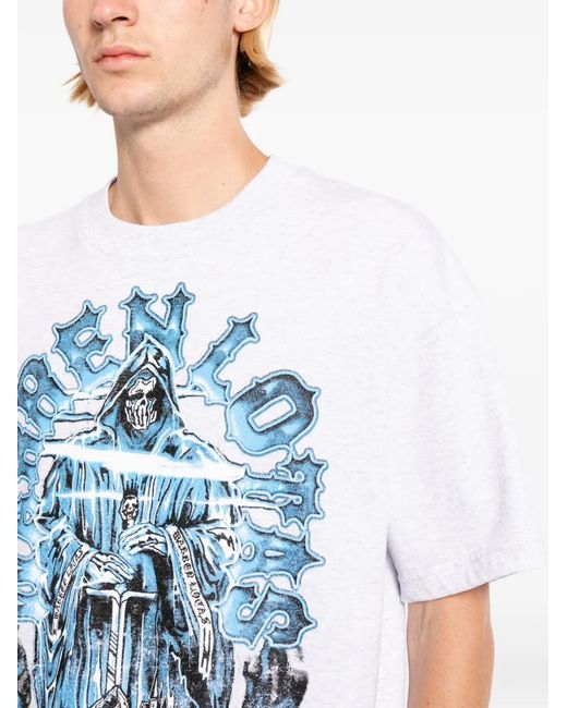 Warren Lotas Blue Graphic-Print T-Shirt for men