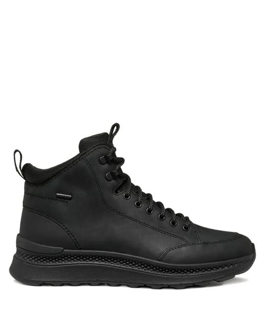 Geox Black Lace-Up Leather Boots for men