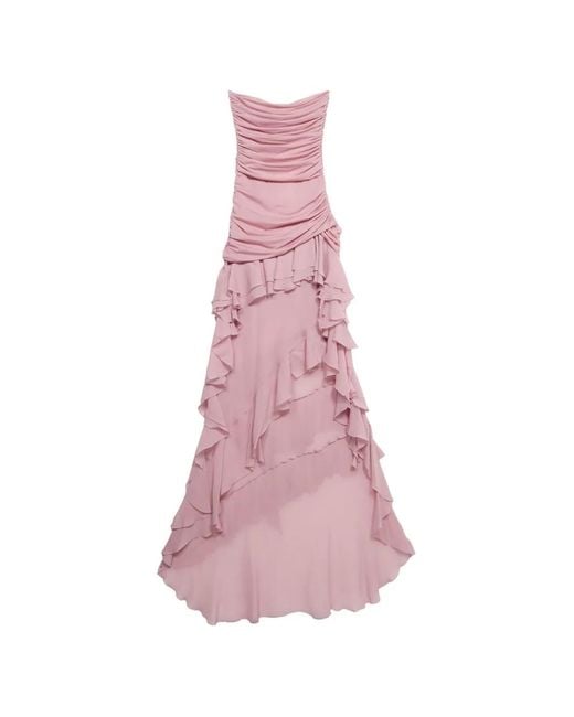 Blumarine Pink Strapless Ruffled Gown