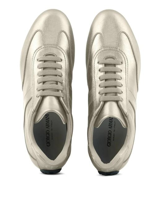 Giorgio Armani ラメ レザースニーカー White