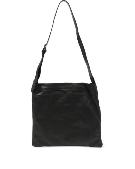 SOMMET Black Small Lidia Wax-Finish Leather Shoulder Bag