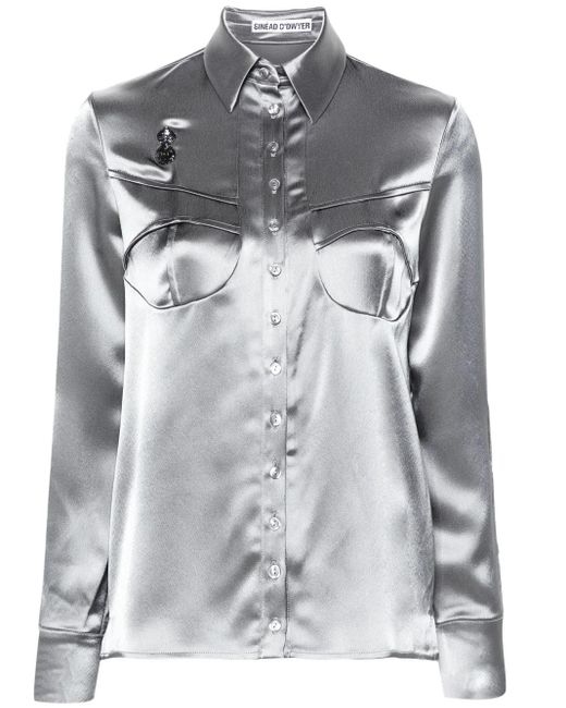 Sinéad O'Dwyer Gray Pyjama Satin Shirt