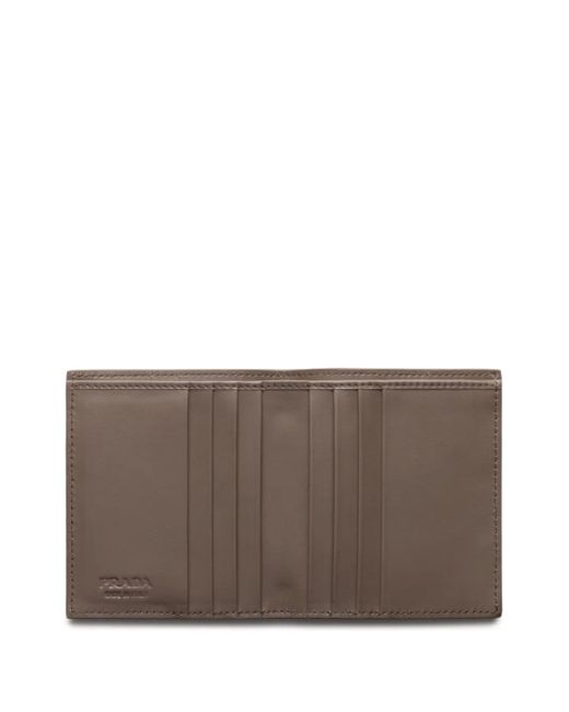 Prada Brown Enamel Triangle-Logo Wallet for men