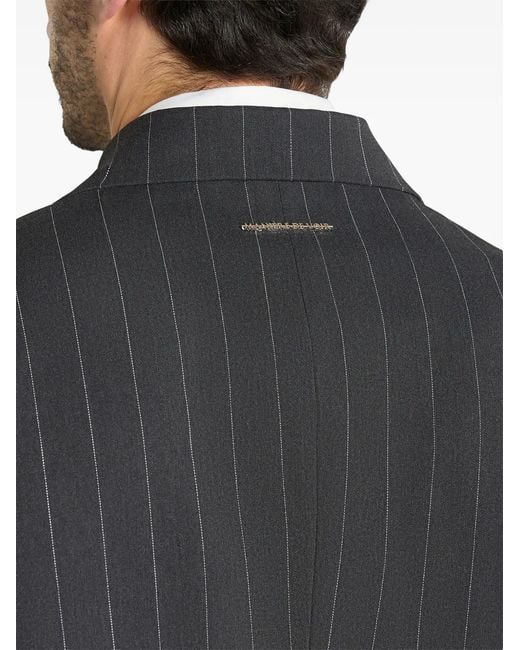 Manière De Voir Black Gaston Double Breasted Pinstripe Suit Jacket for men