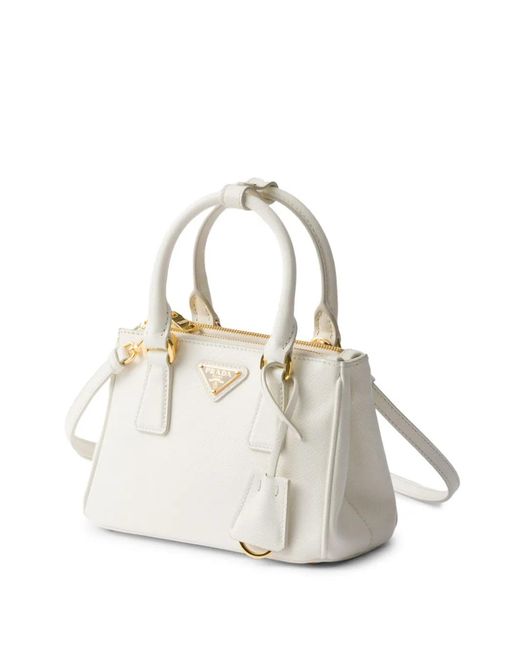 Prada White Galleria Saffiano Leather Micro Bag