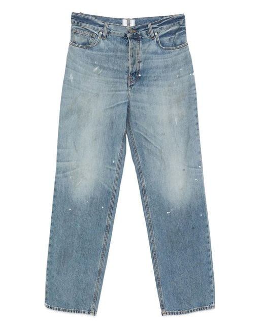 Haikure Blue Five-Pocket Paint-Splatter Jeans for men