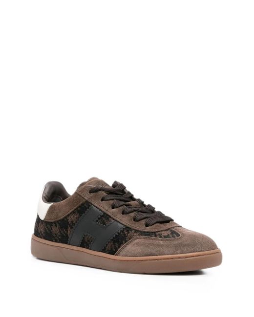 Hogan Brown Houndstooth-Pattern Sneakers