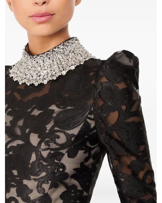 Jenny Packham パフスリーブ マキシドレス Black
