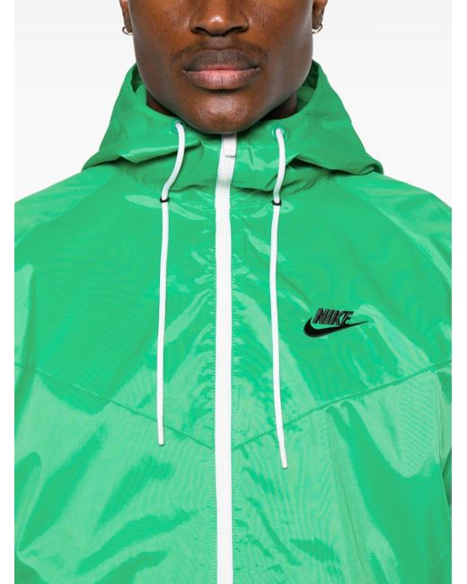 Nike Green Logo-embroidered Hooded Jacket for men